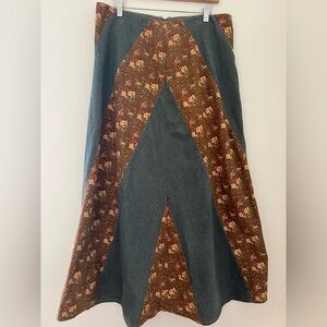 Vintage denim patchwork skirt, size 14